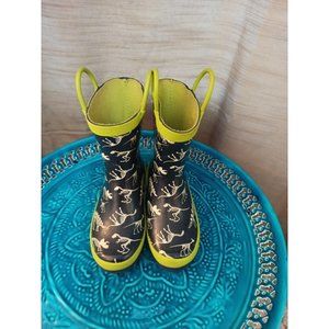 Boys Lily & Dan Skeleton Dinosaur Print Water Boots Blue/Green Size 9/10